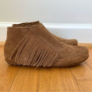 Minnetonka Fringe Moccasin Boot Womens 7 Suede Southwestern Festival Leather